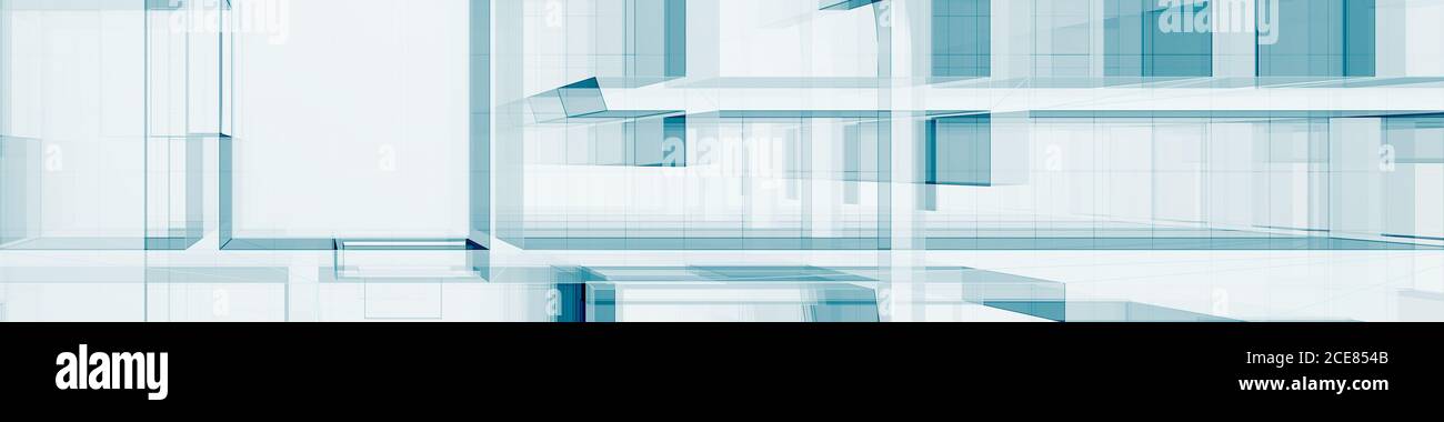 Blaues Glas moderne 3D-Rendering Stockfoto