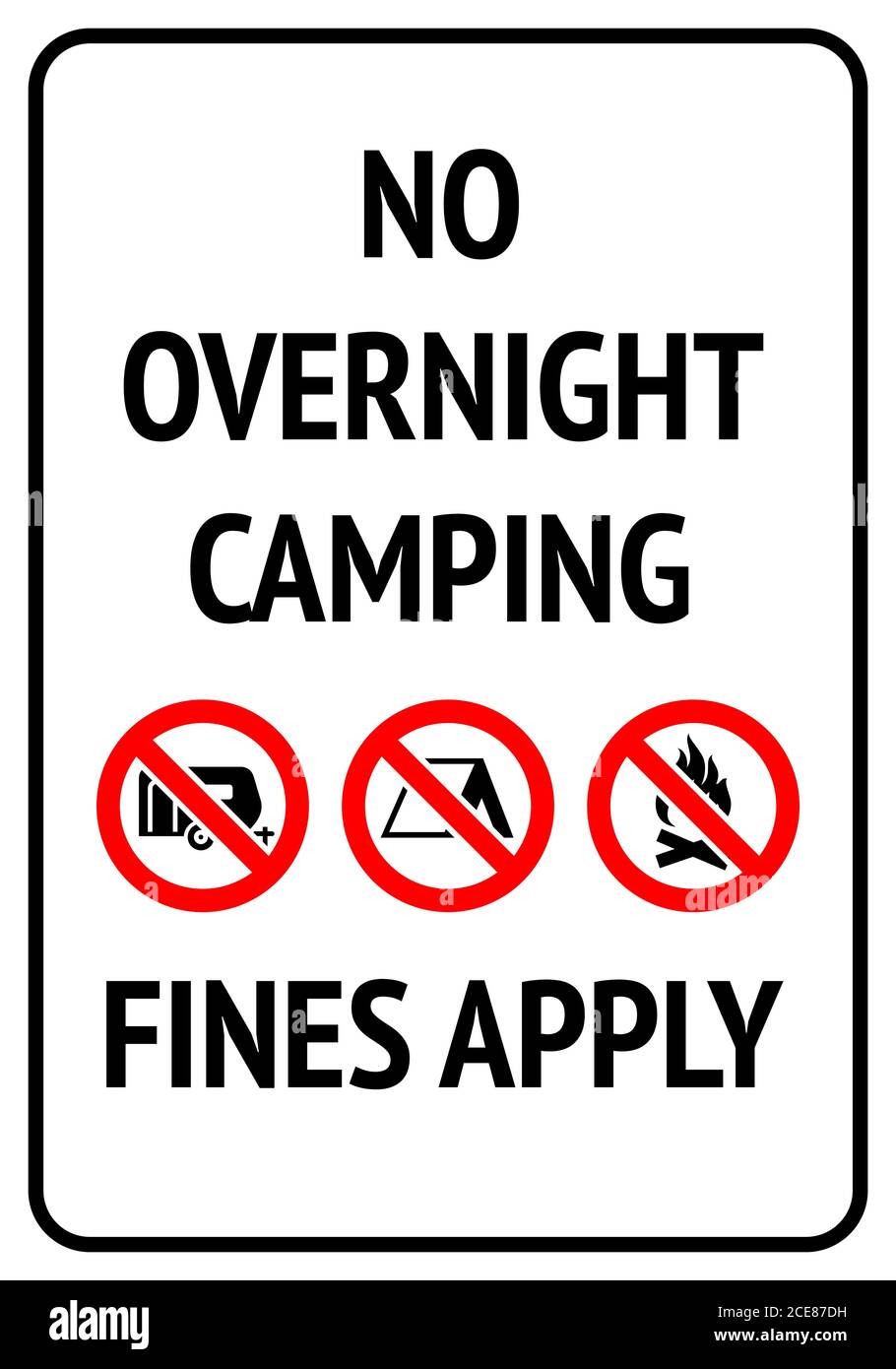 Label No Camping, No Fires, No Parking, ready to Print Stock Vektor