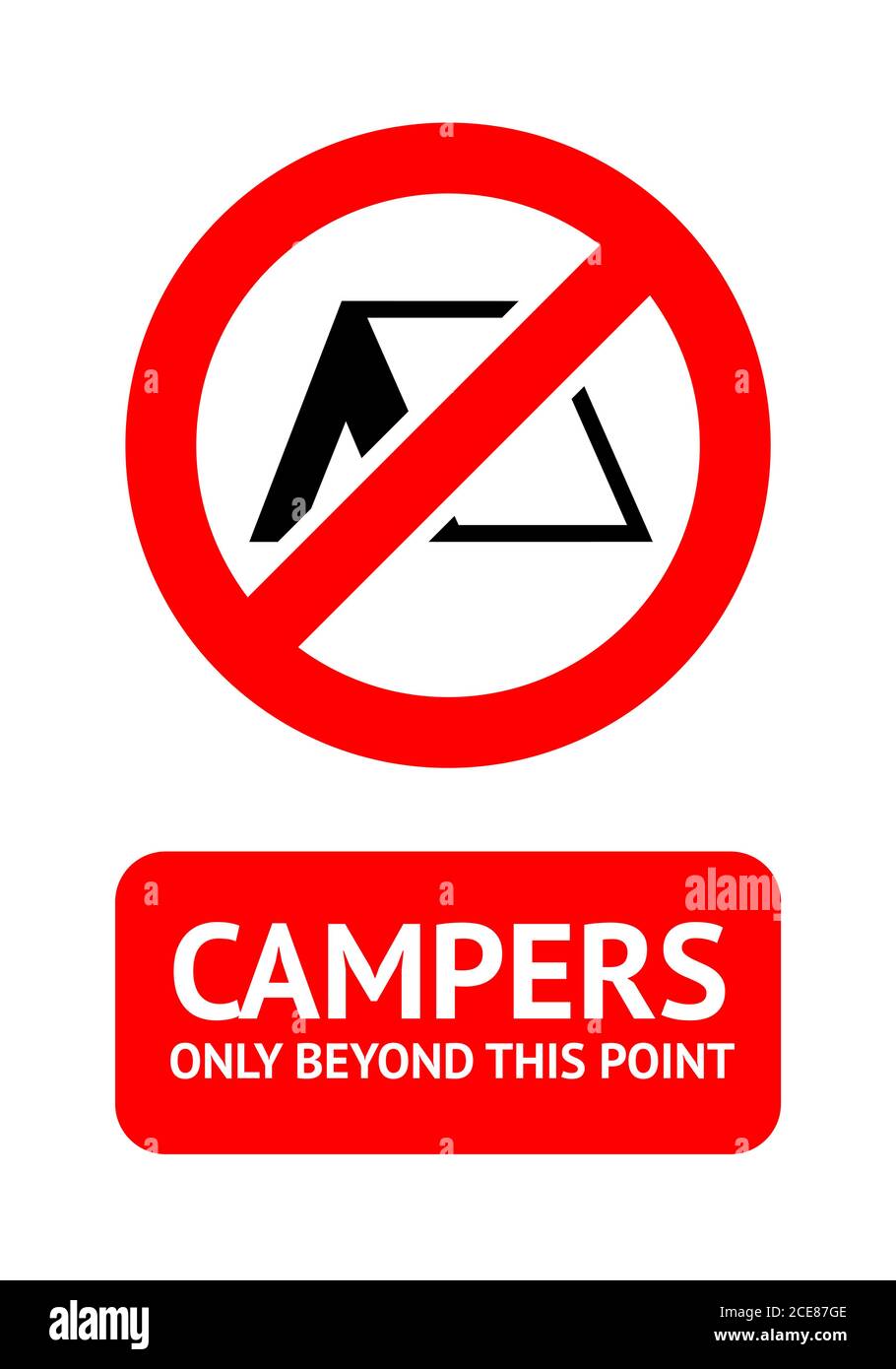 Kein Camping, trendige Aufkleber, druckfertig Stock Vektor