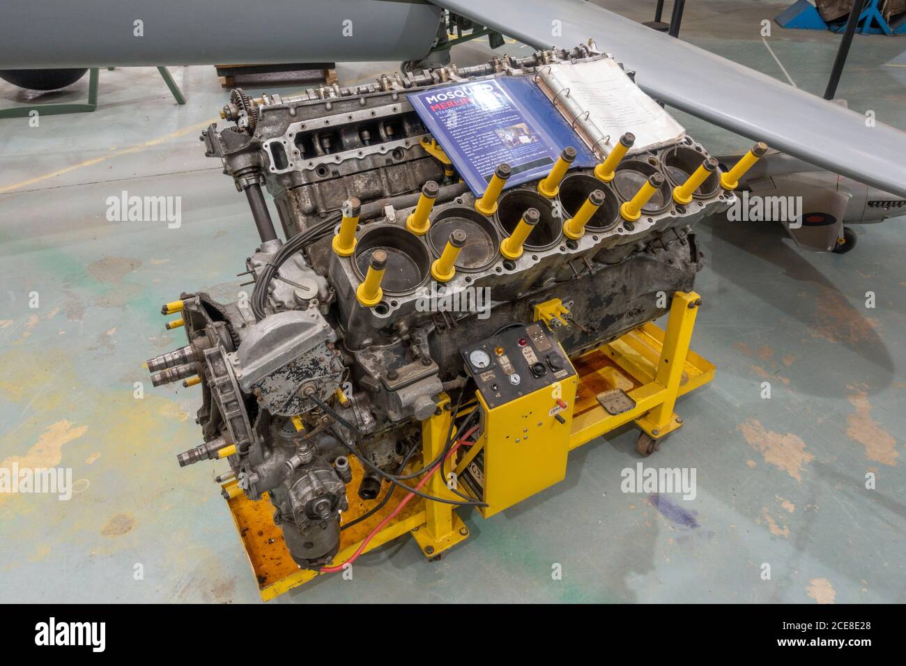 Eine Merlin MK25 Moskitomaschine im De Havilland Museum, London Colney, Großbritannien Stockfoto Eine Merlin MK25 Moskitomaschine im De Havilland Museum, London Colney, Großbritannien Stockfoto