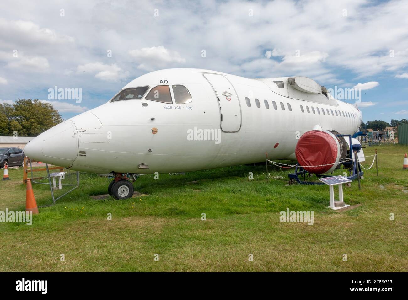 Rumpf einer British Aerospace BAE 146-100 im De Havilland Museum, London Colney, UK. Stockfoto