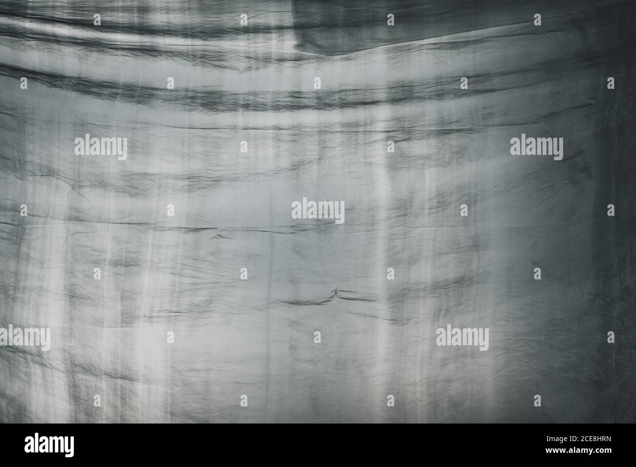 Textur aus transparentem Kunststoff Vorhang, abstrakt zurück beleuchtet Grunge Hintergrund Stockfoto