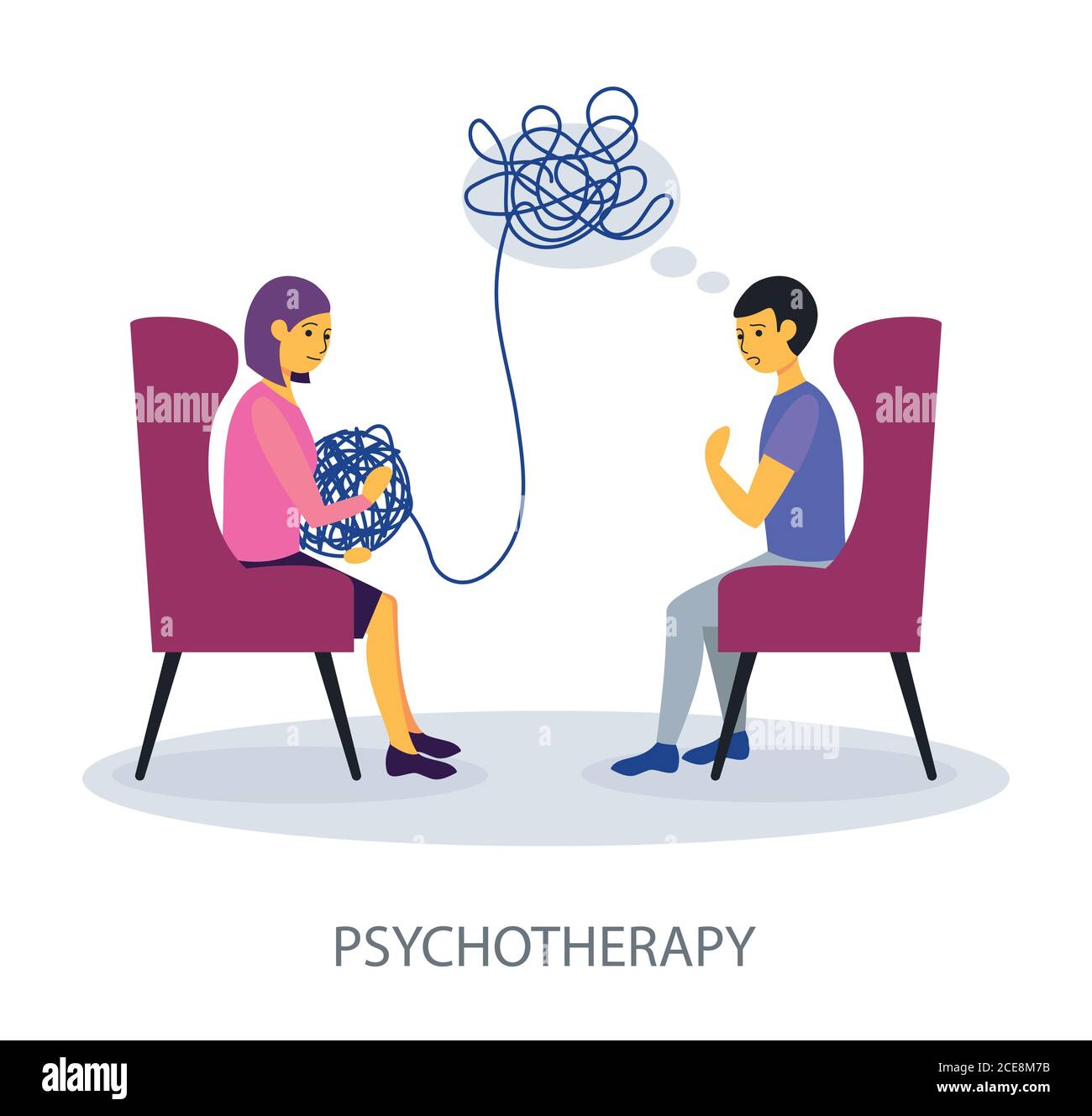 Psychotherapie-Konzept auf weißem Hintergrund, flache Design Vektor-Illustration Stock Vektor