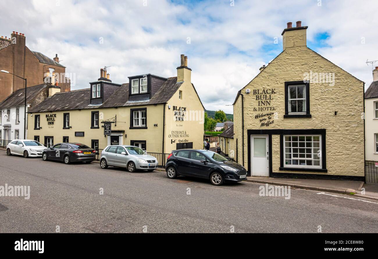 Moffat Black Bull Inn in der High Street von Moffat Dumfries & Galloway Scotland Großbritannien Stockfoto