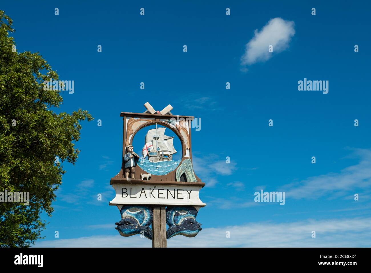 Blakeney Dorfschild. Stockfoto