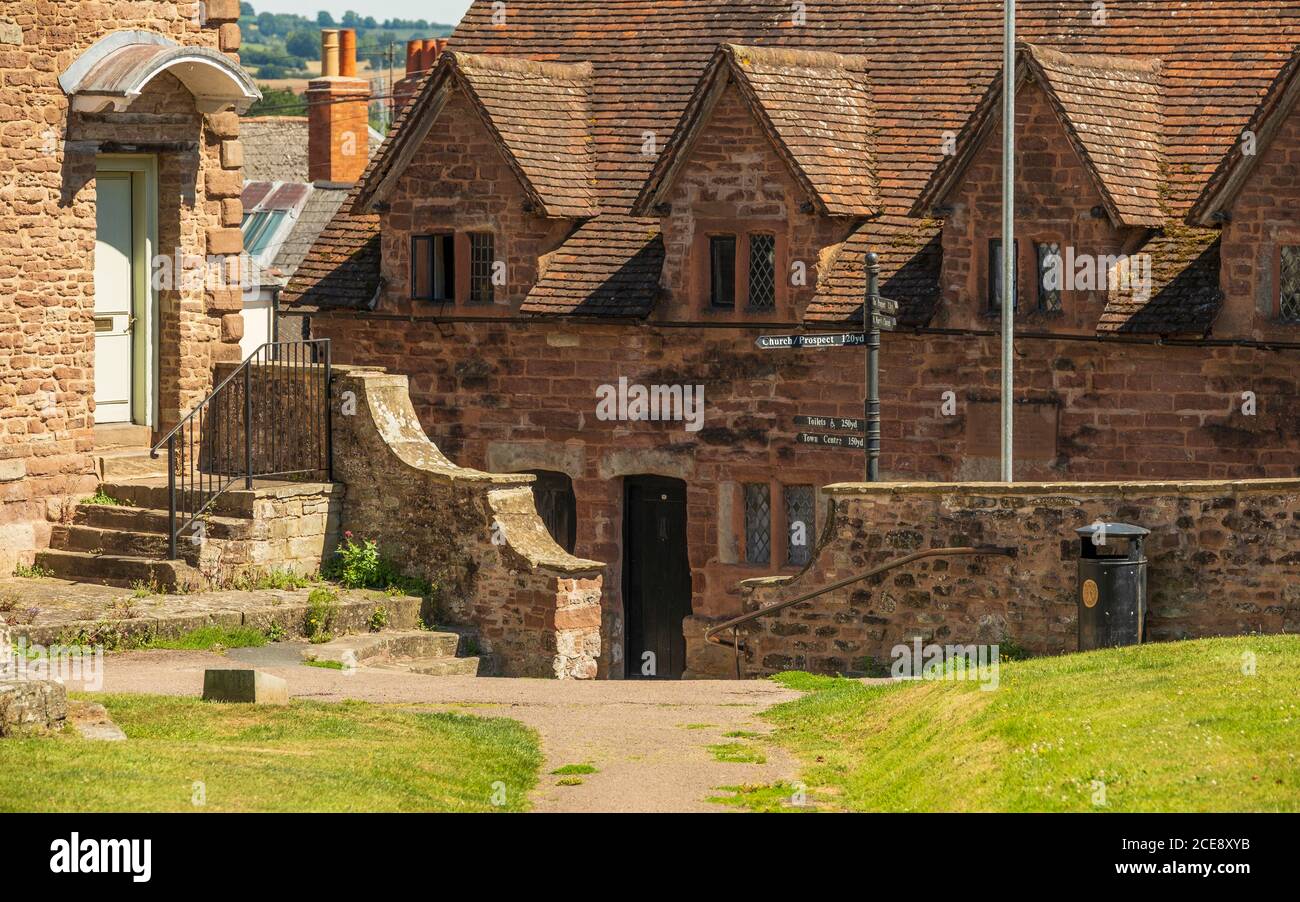 Die Rudhall-Almshüuser aus dem 16. Jahrhundert in Ross on Wye. Stockfoto