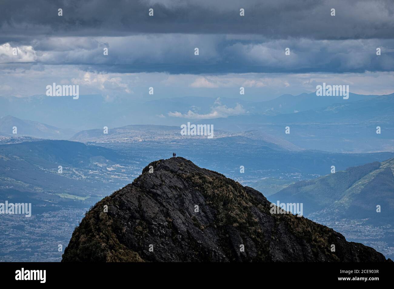 Bergsteiger auf dem Gipfel des Pasochoa. Stockfoto