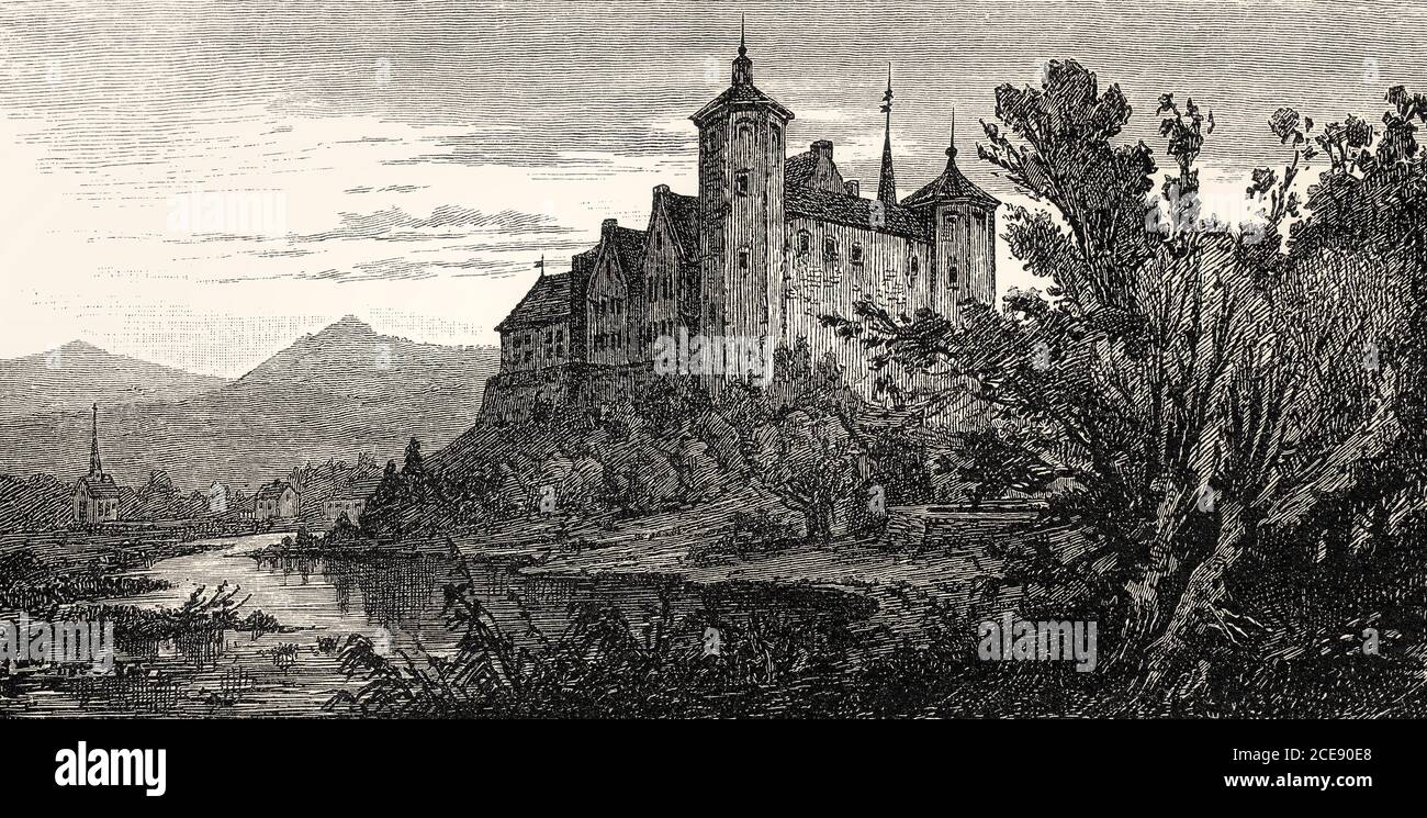 Schloss Jagsthausen, Jagsthausen, Landkreis Heilbronn, Baden-Württemberg, Deutschland, Stockfoto