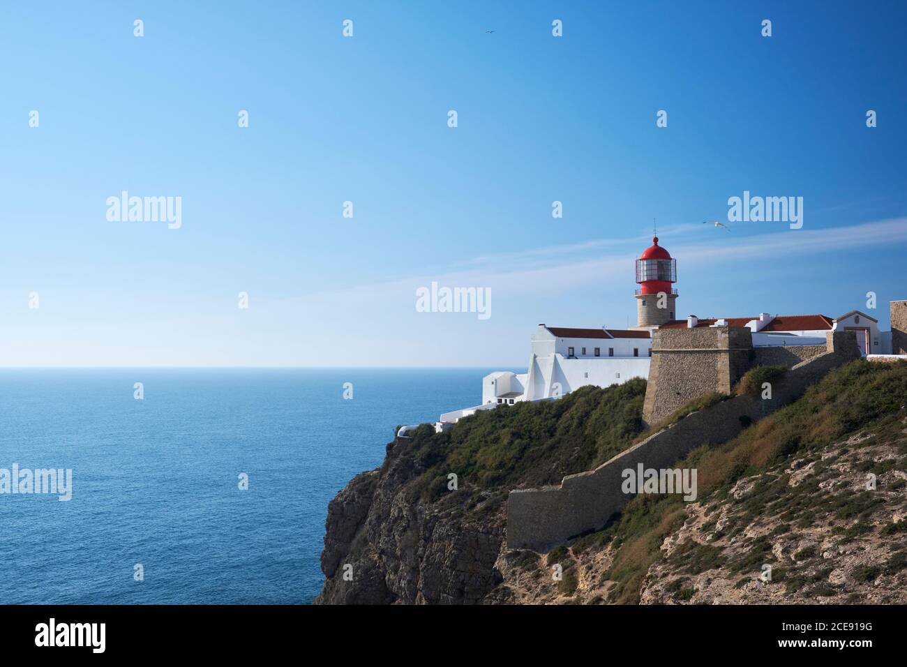 Leuchtturm von Cabo de Sao Vicente, der westlichste Punkt Europas. Stockfoto