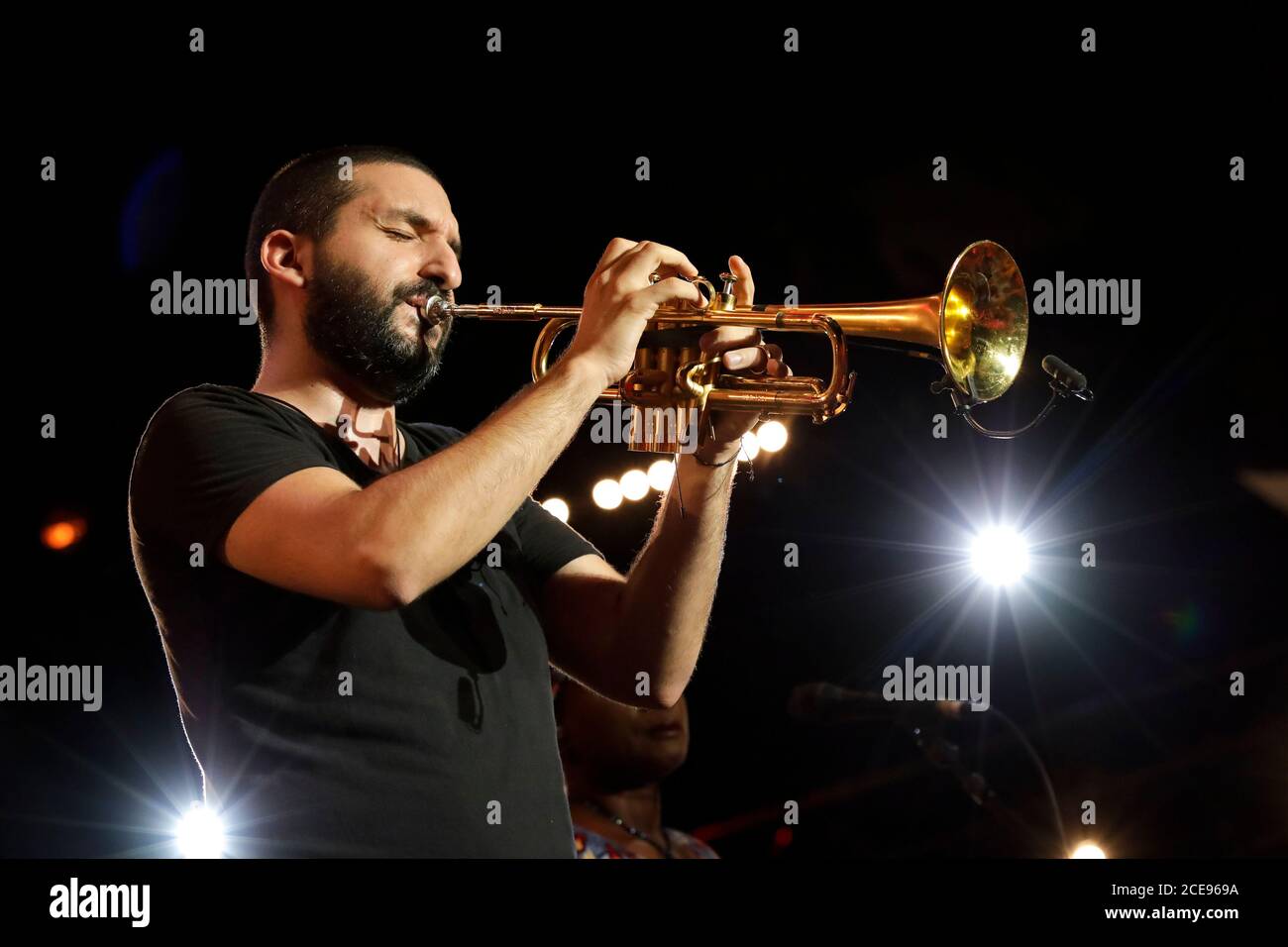 Jazz A Juan Jazz Festival in Juan-les-Pins (Südostfrankreich), am 20. Juli 2018: Konzert "Queen of Sheba" von Ibrahim Maalouf und Angelique Kidjo Stockfoto