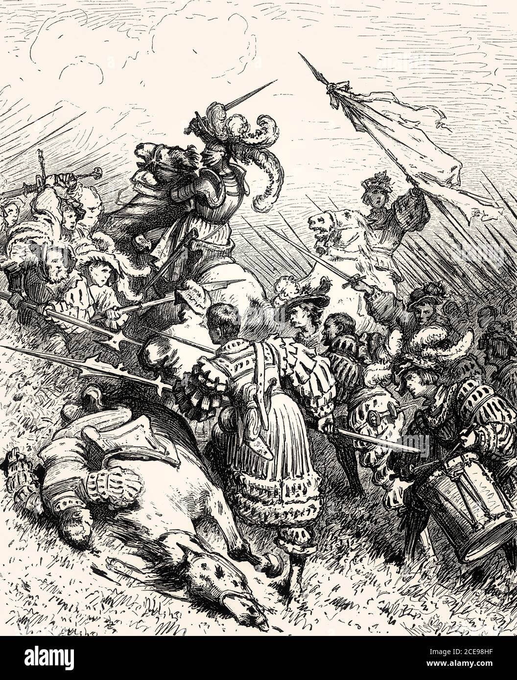 III. AKT, SZENE XI., Goetz, Selbitz und Troopers, Szene aus Götz von Berlichingen von Johann Wolfgang von Goethe Stockfoto