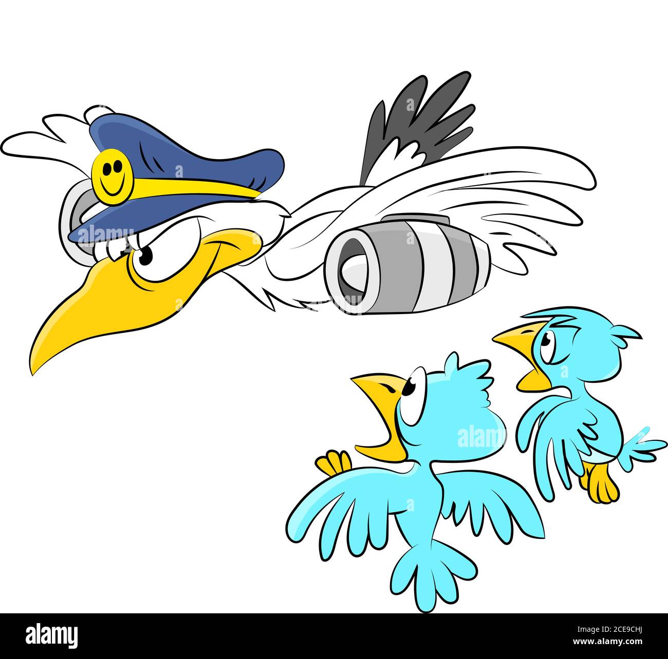 Cartoon Möwe fliegen wie ein Flugzeug Vektor Illustration Stock ...