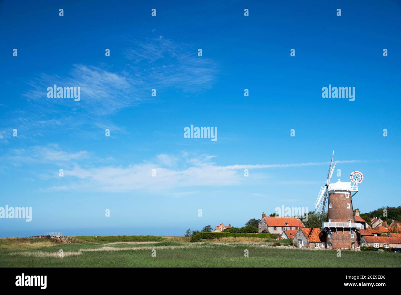 Die Windmühle von Cley in Cley Next the Sea, Norfolk, Großbritannien Stockfoto