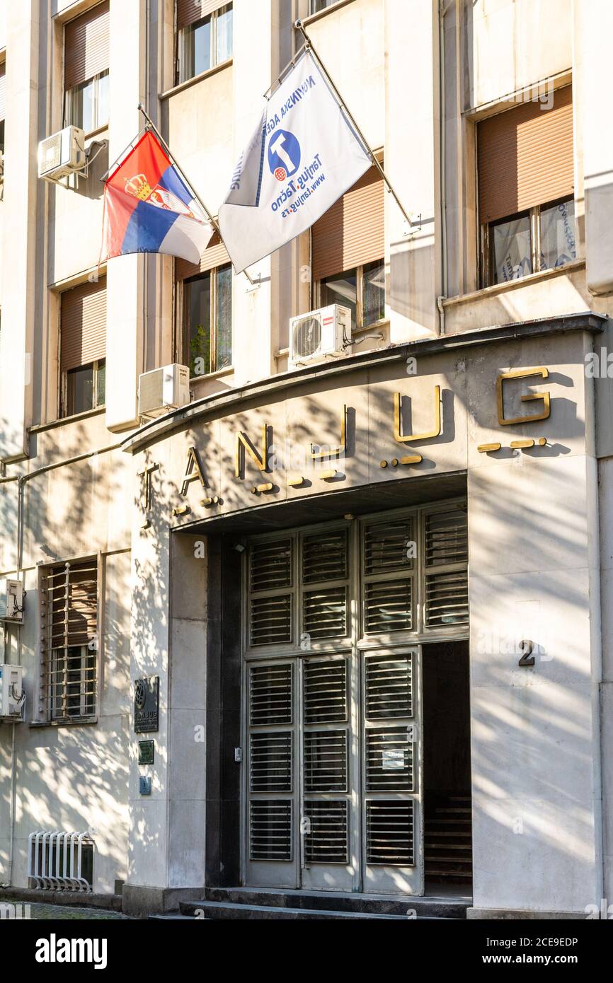 Belgrad / Serbien - 30. Juni 2019: Sitz der serbischen staatlichen Nachrichtenagentur TANJUG in Belgrad, Hauptstadt Serbiens Stockfoto