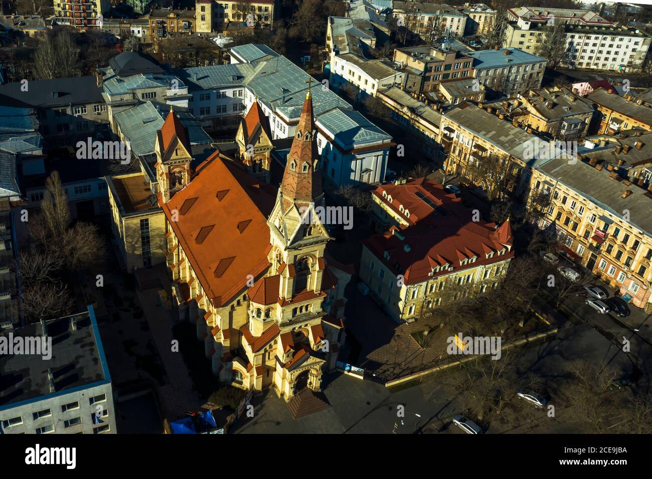 Luftpanorama der St. Paul's Church of Odessa Ukraine Stockfoto