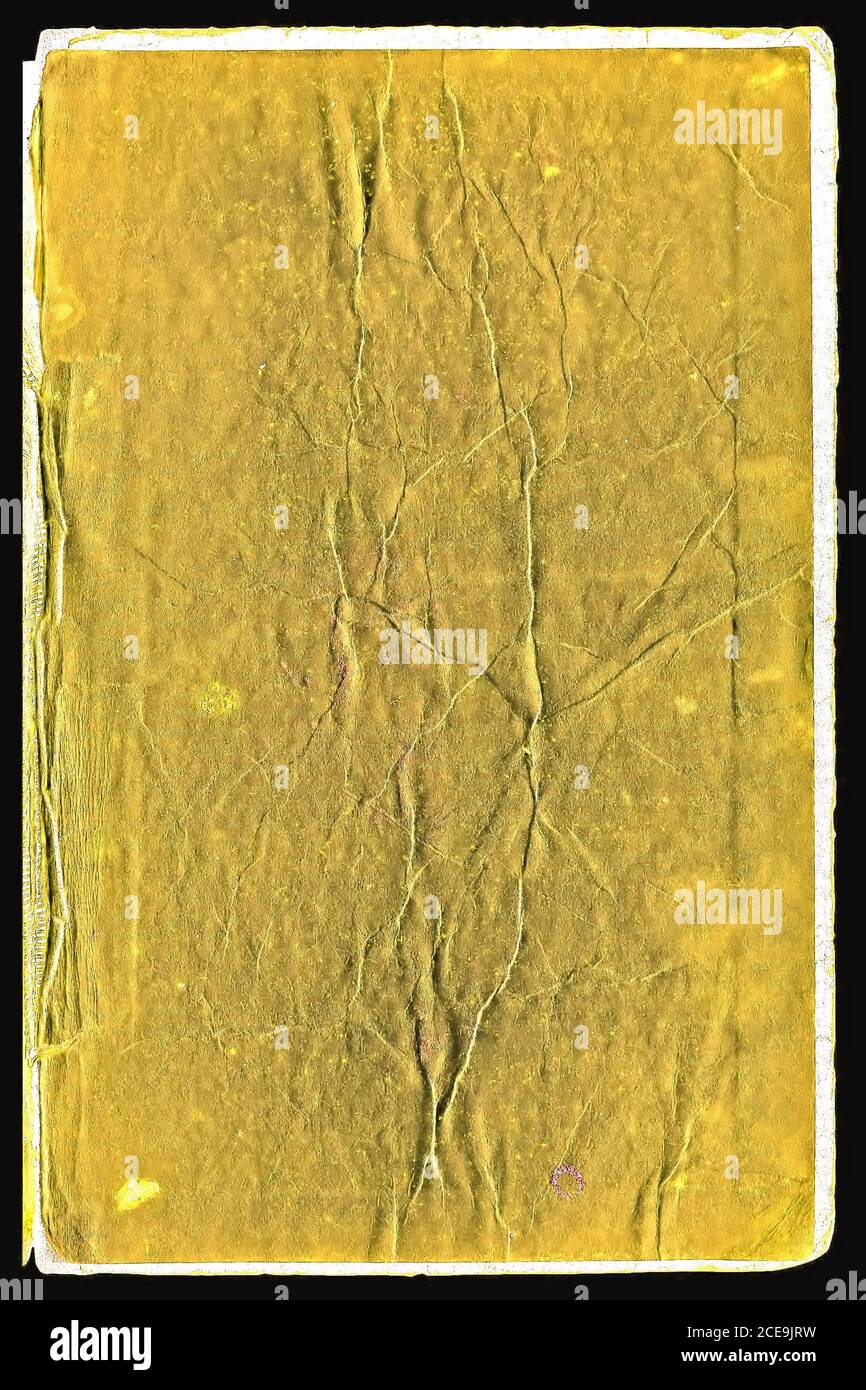 Seite des alten Buches auf weißem Hintergrund Stockfoto