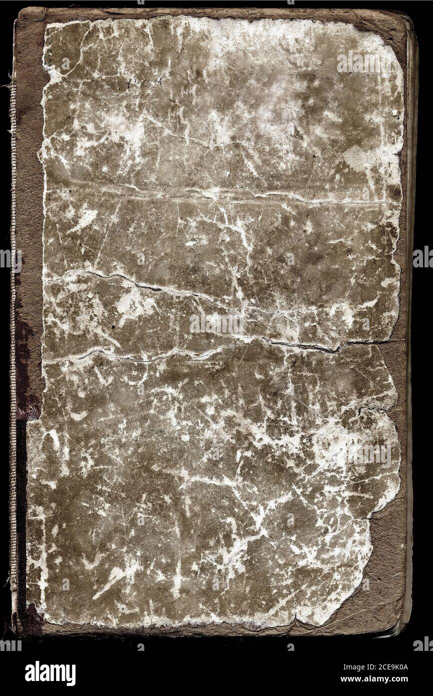 Cover des alten Buches auf schwarzem Hintergrund Stockfoto