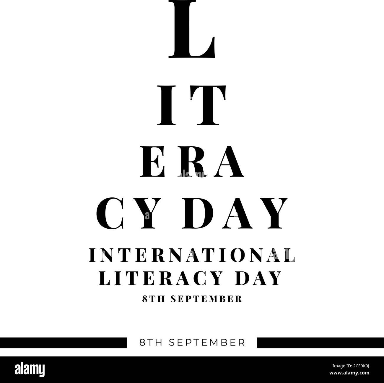 Design über International Literacy Day Feier, 8. September. Illustration Vektor. Stock Vektor