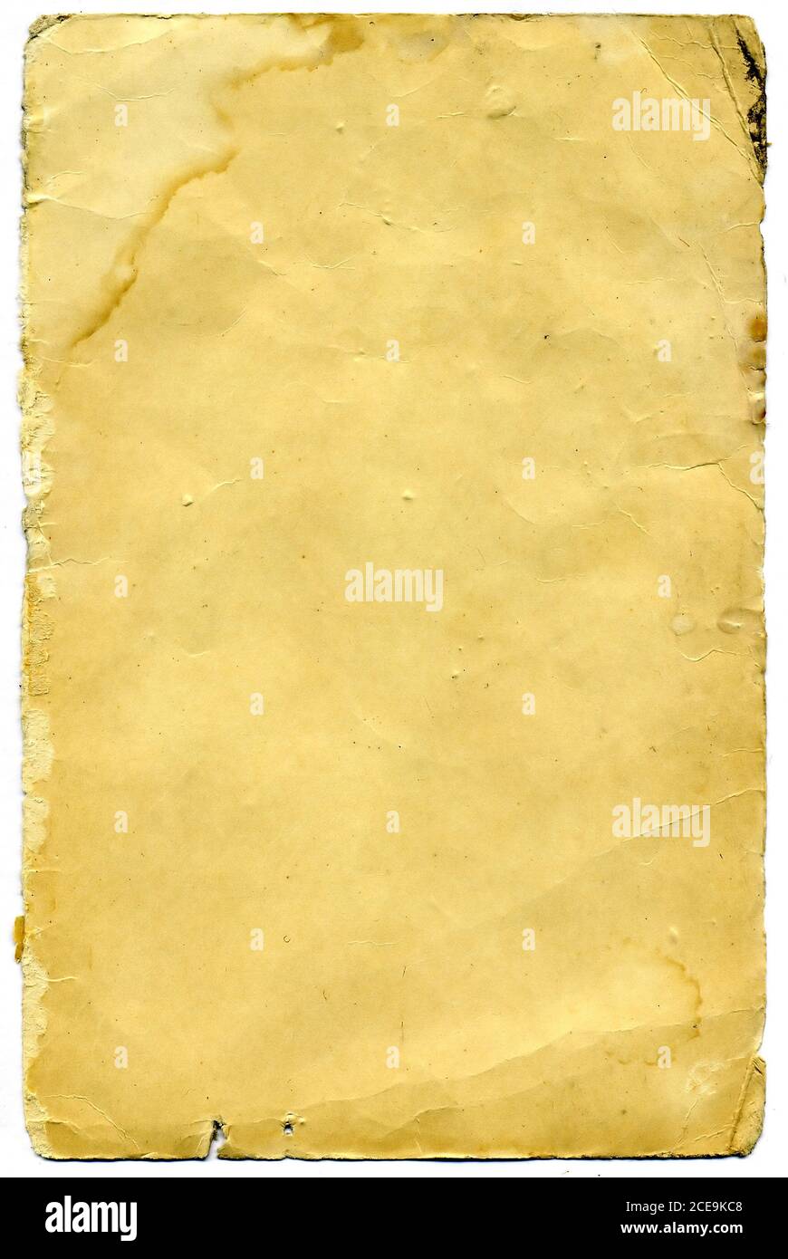 Seite des alten Buches auf weißem Hintergrund Stockfoto