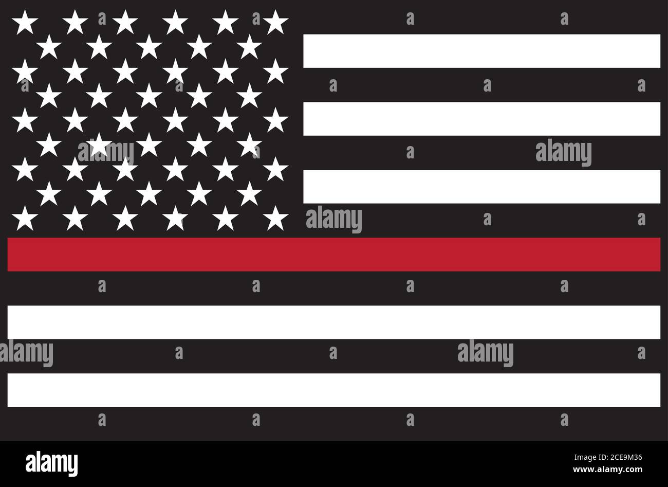 USA Feuerwehrmann Red Line Flag isoliert Vektor Illustration Stock Vektor