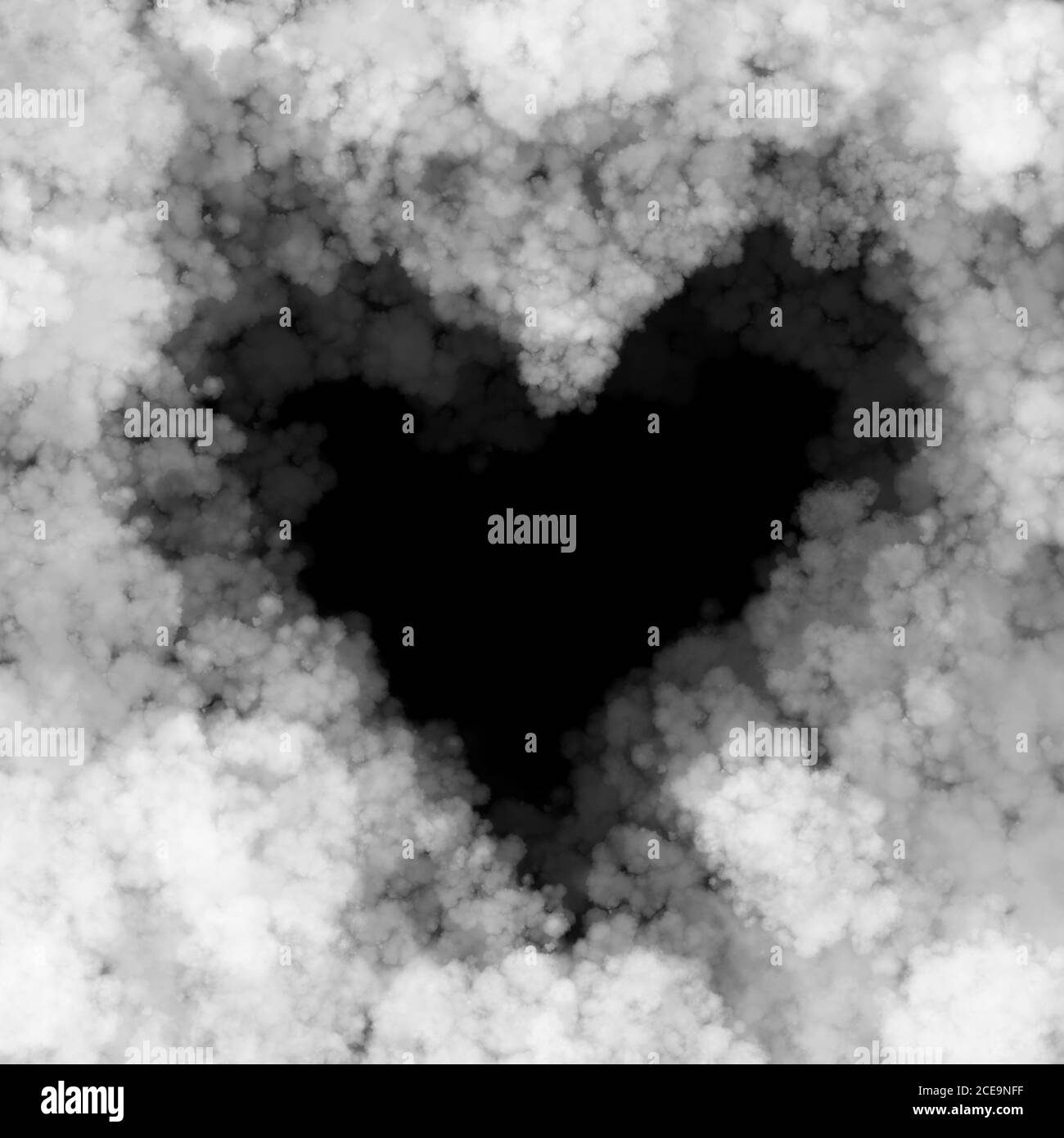 Herz Loch aus flauschigen Wolke Hintergrund Stockfoto