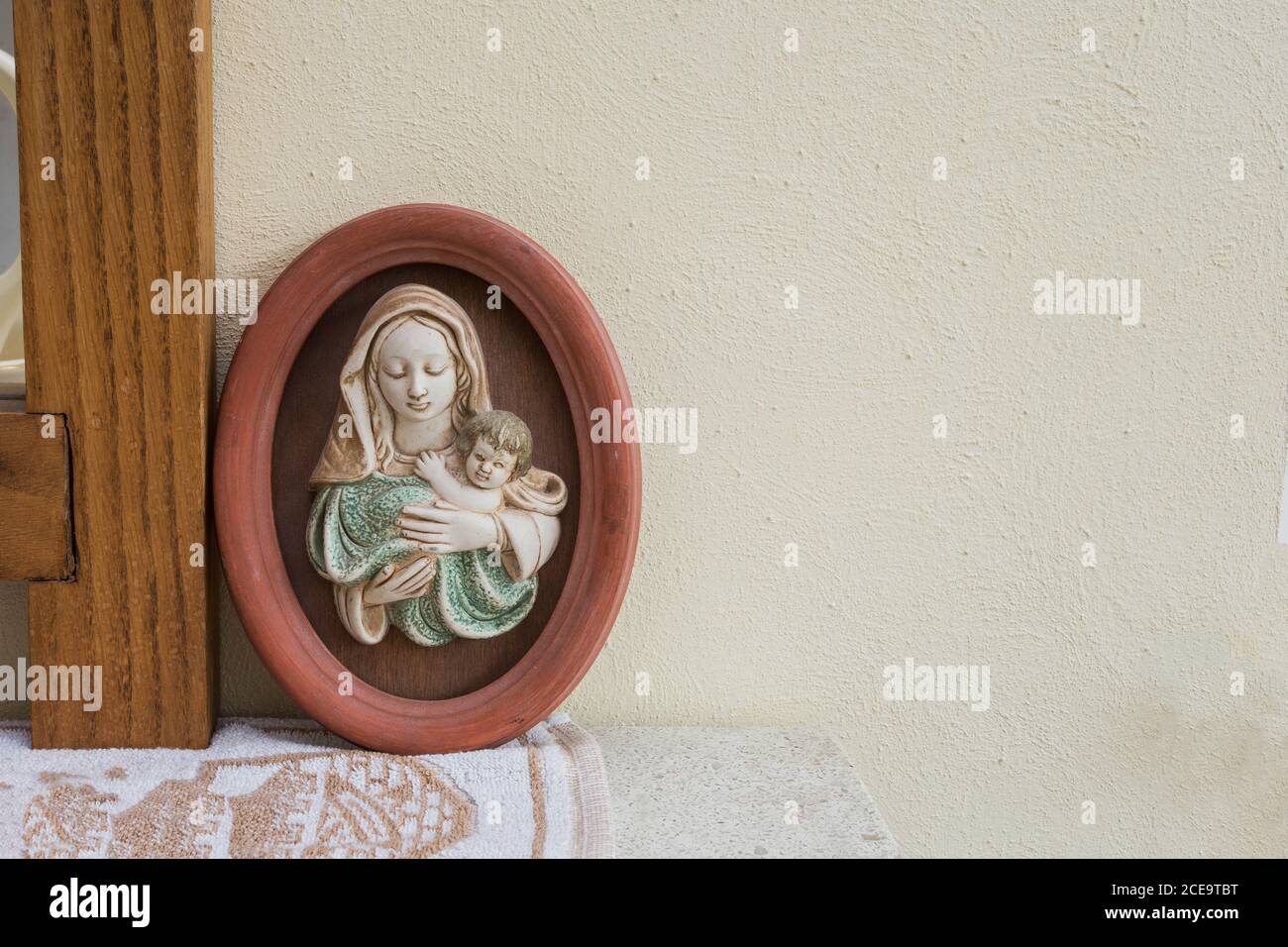 Jesus und Maria Figur, Religion Christentum, antike close-up Stockfoto