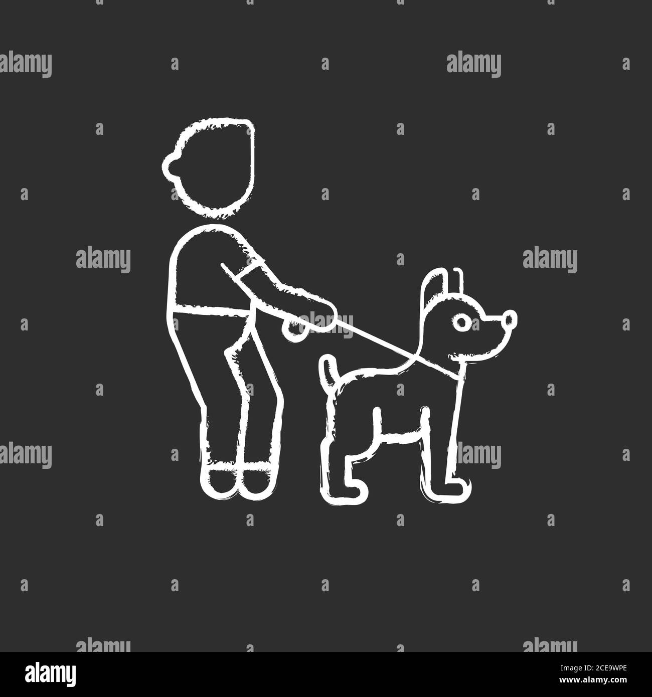 PET Walking Service Kreide weißes Symbol auf schwarzem Hintergrund Stock Vektor