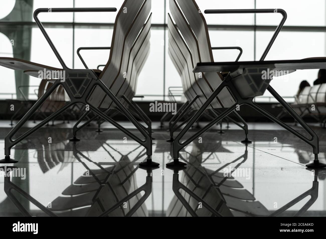 Leere Lounge im Flughafen Stockfoto