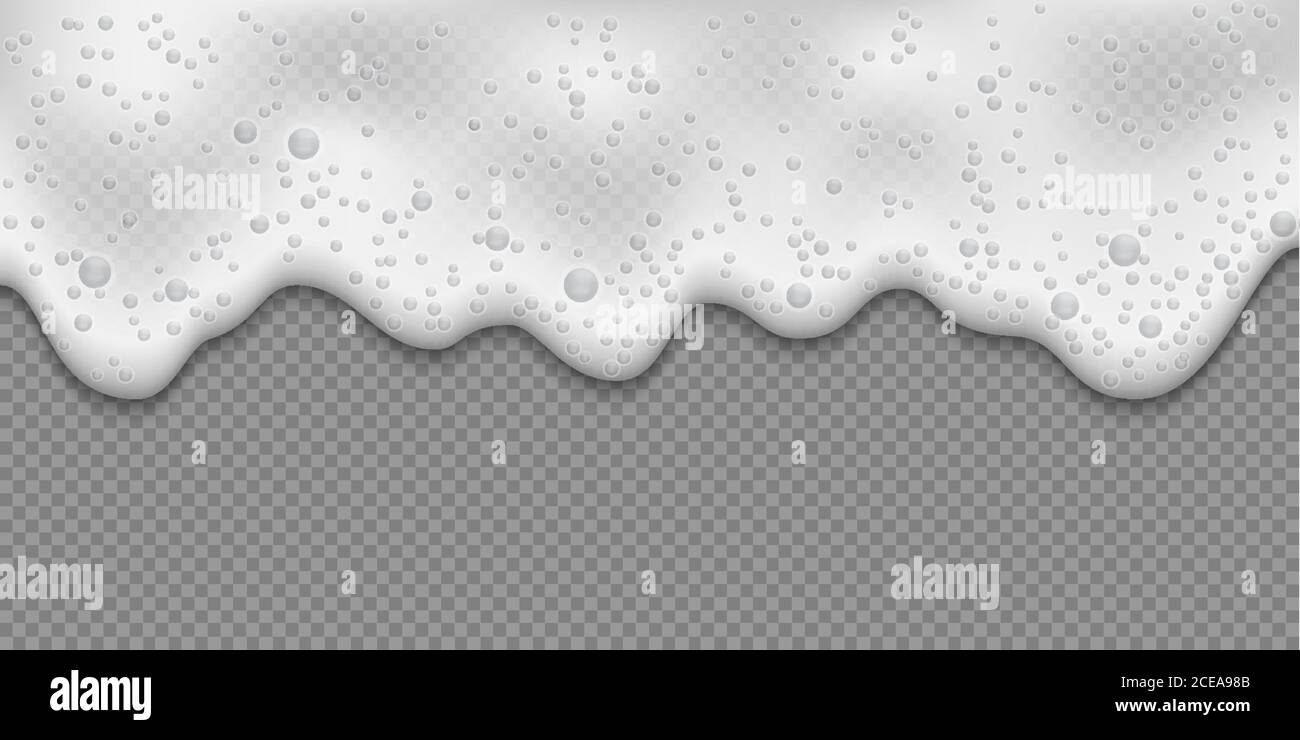 Weiße Seife weiter, Schaum Textur isoliert auf transparentem Hintergrund Stock Vektor