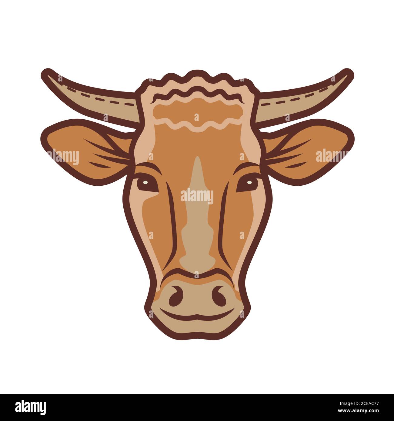 Niedliche Kuh Porträt Symbol. Nutztier, Lebensmittelkonzept Stock Vektor