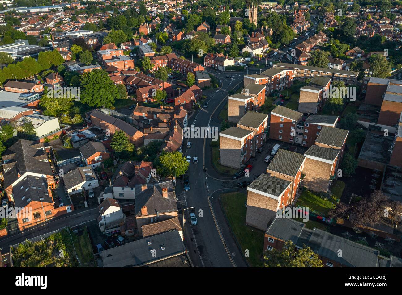 Luftaufnahme über Wohngebiet bei hellen Sommertag in Vereinigtes Königreich Stockfoto