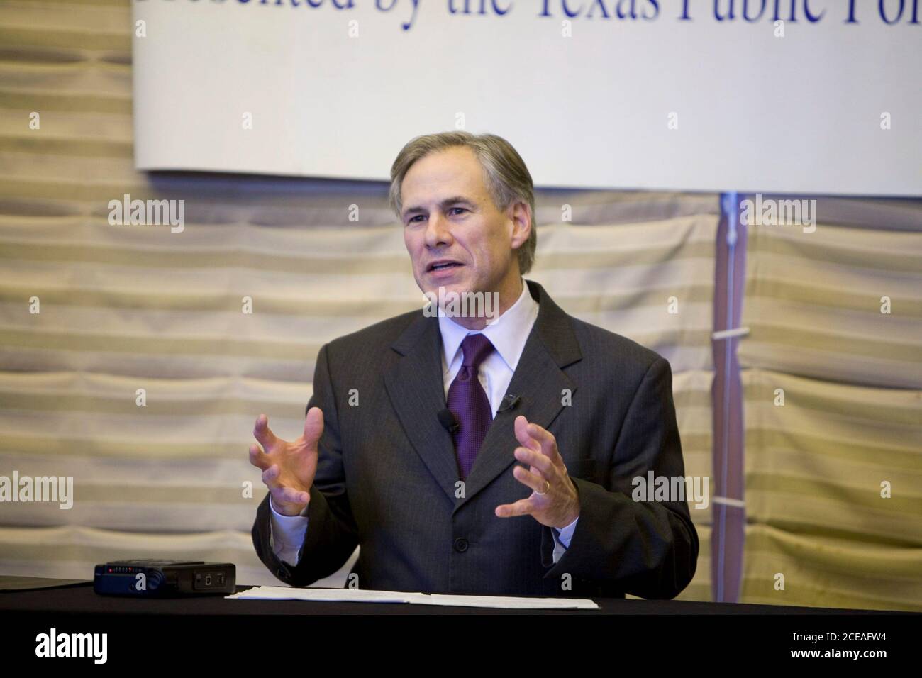 Austin, TX 10. Januar 2008: Der texanische Generalanwalt Greg Abbot spricht bei einem Mittagessen der Texas Public Policy Foundation in Austin. ©Bob Daemmrich Stockfoto
