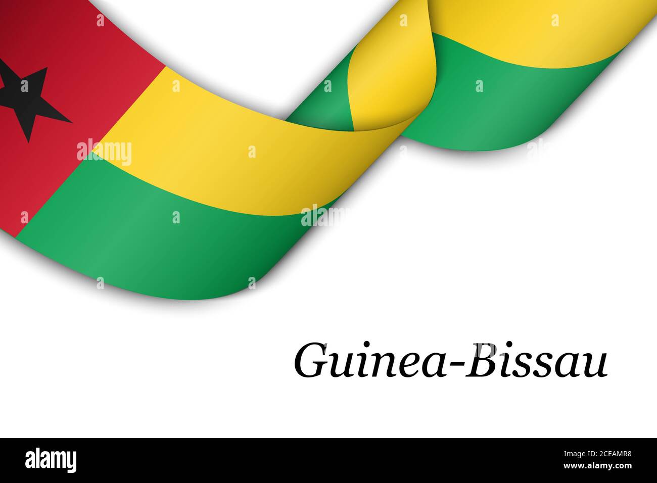 Winkendes Band oder Banner mit Flagge von Guinea-Bissau. Stock Vektor