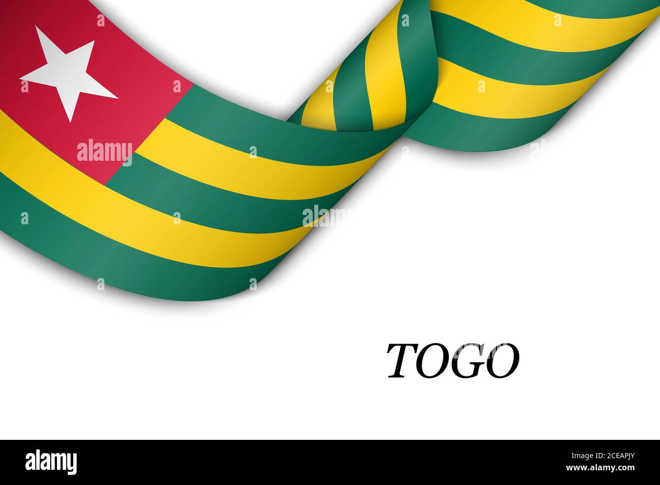 Winkendes Band oder Banner mit Flagge von Togo. Stock Vektor