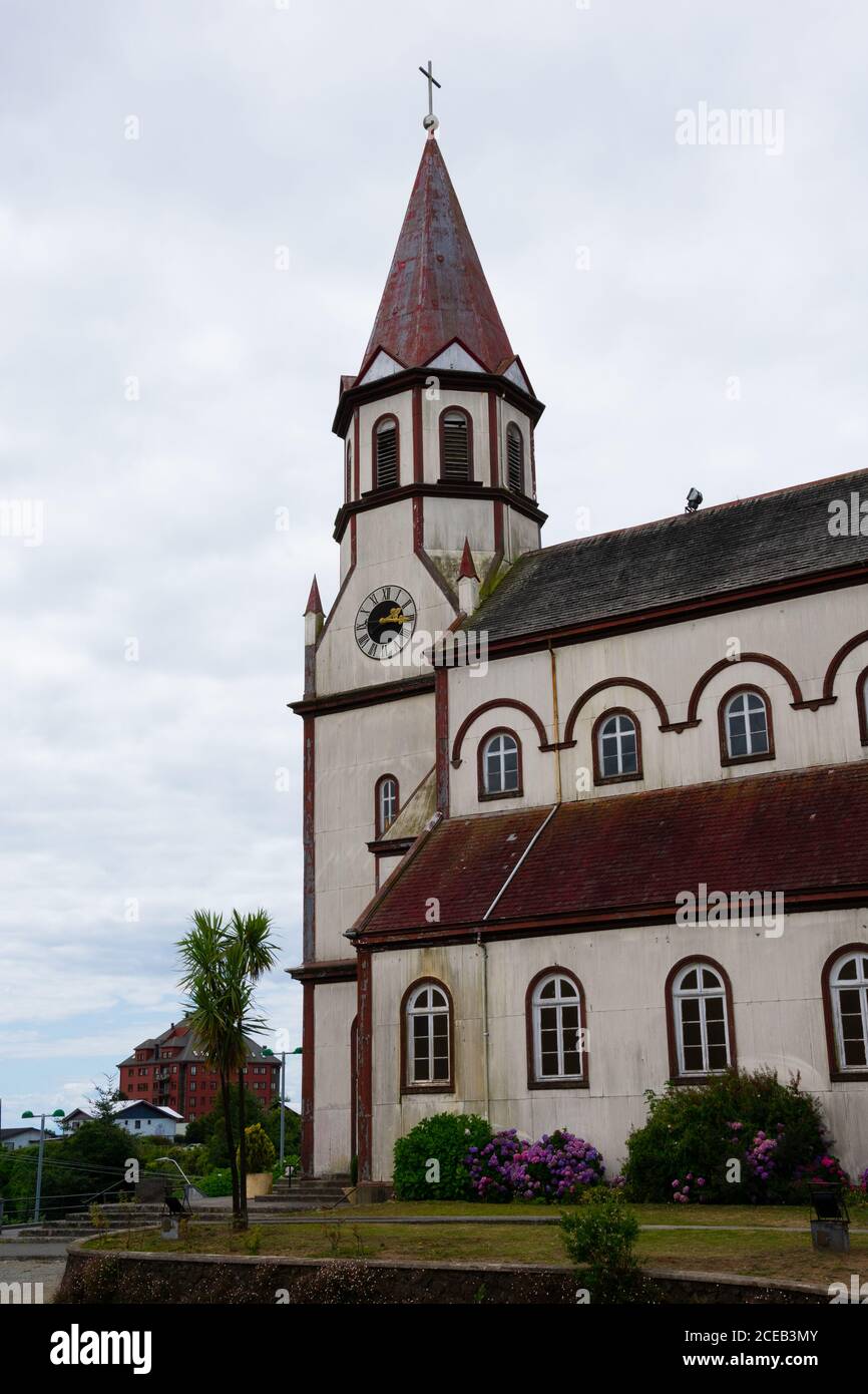 Kirche des heiligen Herzens (Iglesia del Sagrado Corazon de Jesus). Puerto Varas, Chile Stockfoto