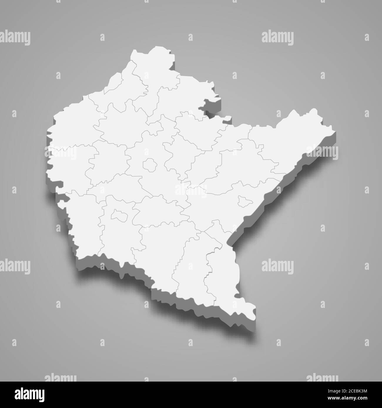 3d-Karte der woiwodschaft Subcarpathia ist eine Provinz von Polen, Stock Vektor