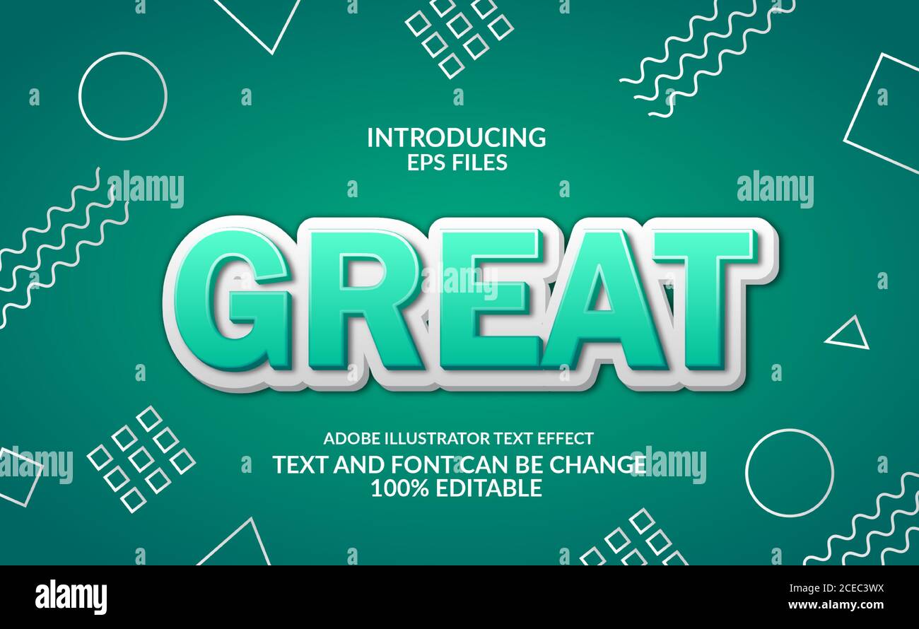 Grün 3d moderne Prägung. memphis Hintergrund an Bord. Editierbare Schrift und Text Stil Effekt. Stock Vektor