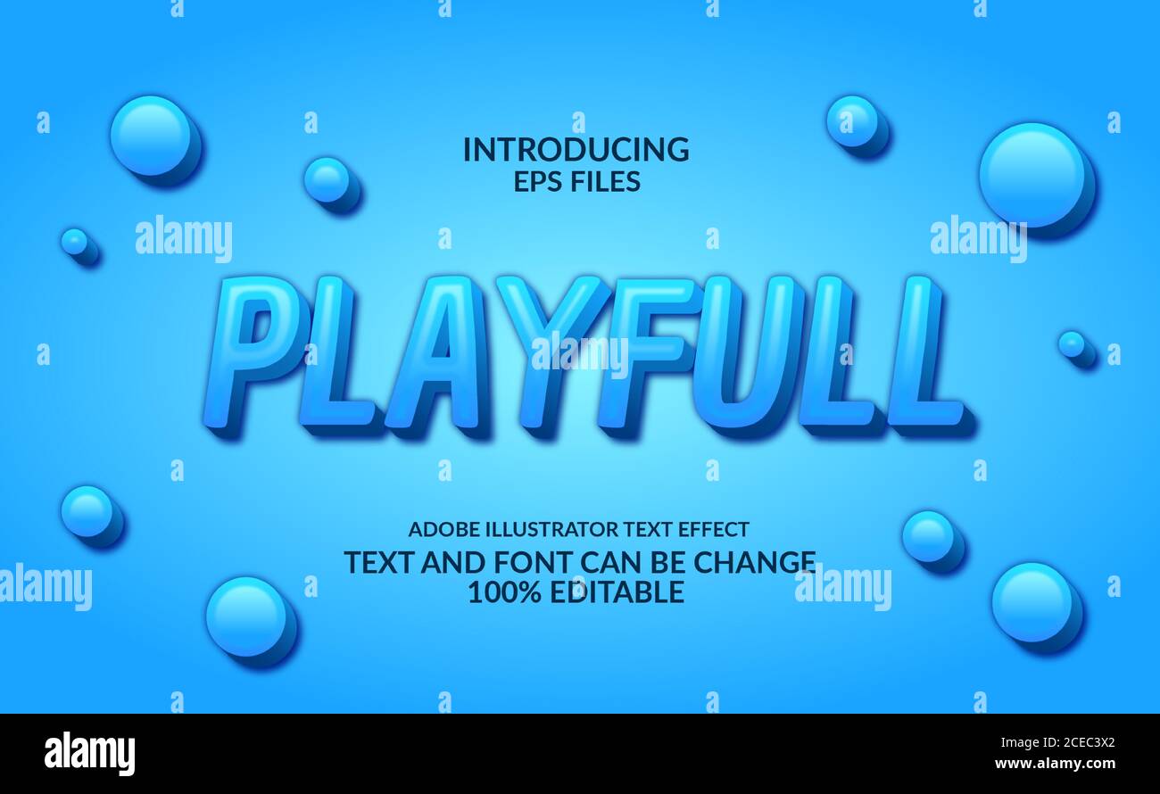 Verspielte blaue Aquarell 3d Prägung . Modern und Spaß. Editierbare Schrift und Text Stil Effekt. Stock Vektor