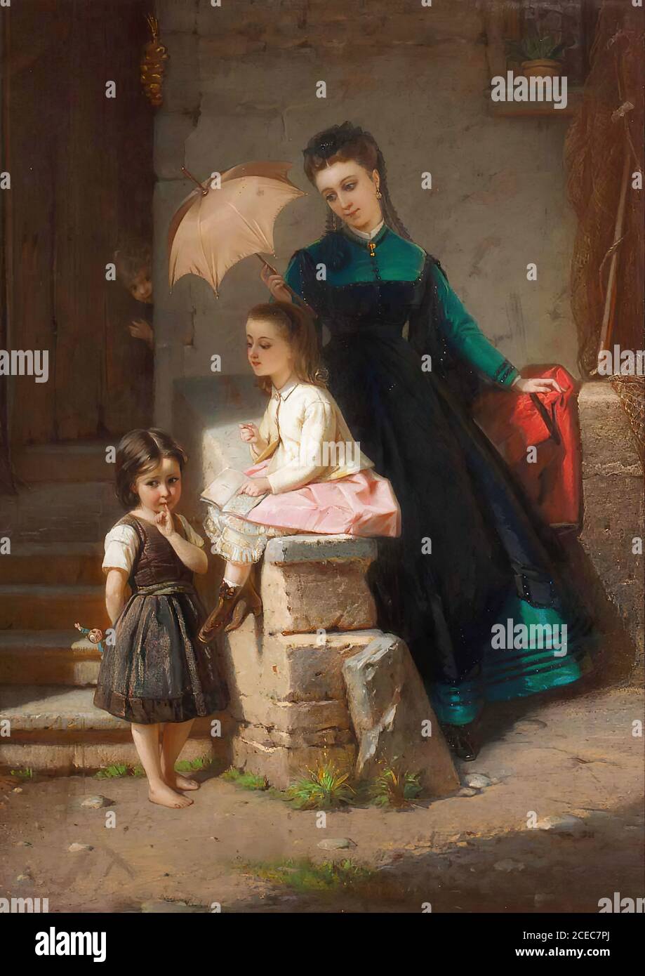 Brochart Constant Joseph - der Rechtschreibtest - Französische Schule - 19. Jahrhundert Stockfoto