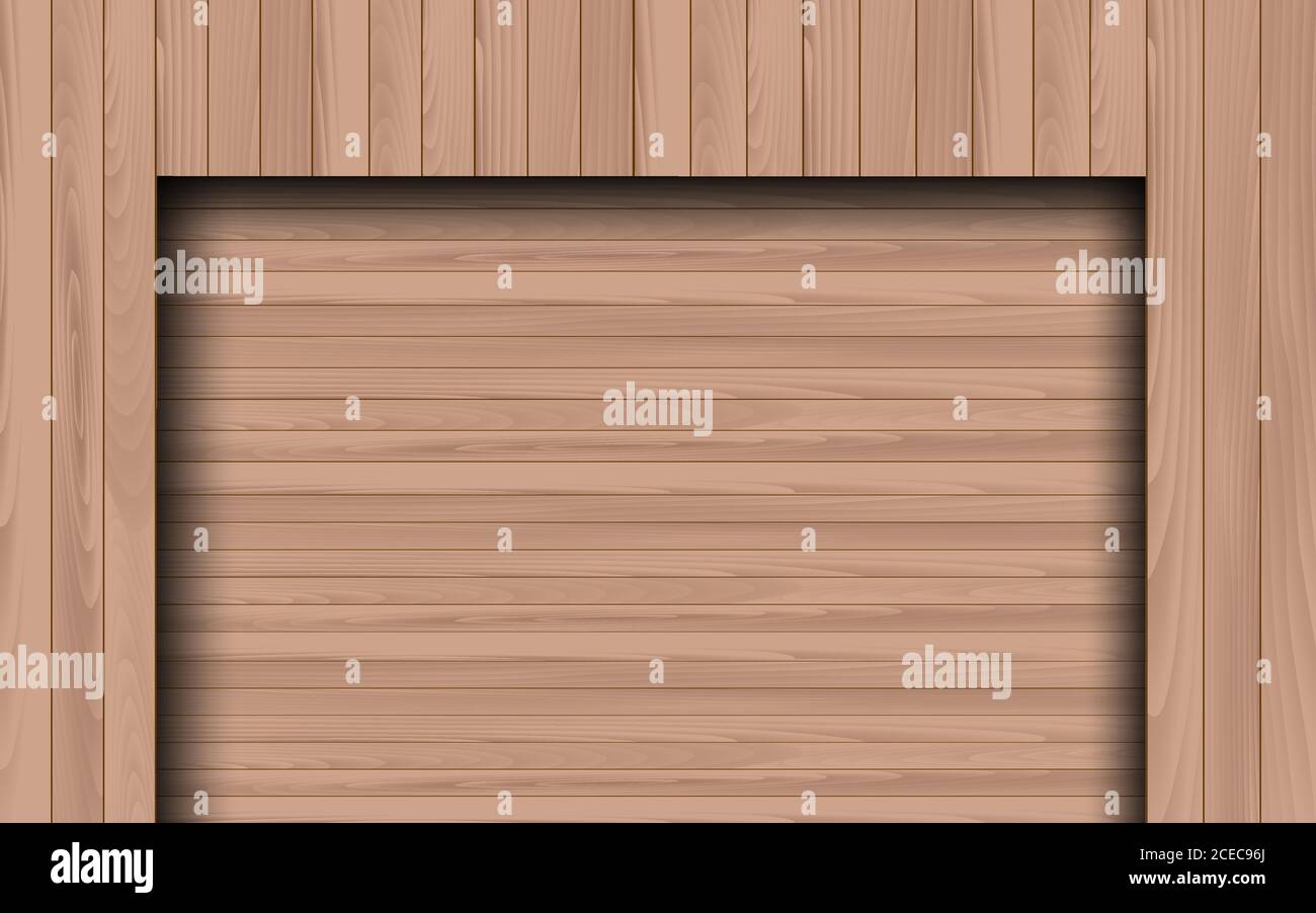 Blick auf Holzgarage am Haus Stock Vektor