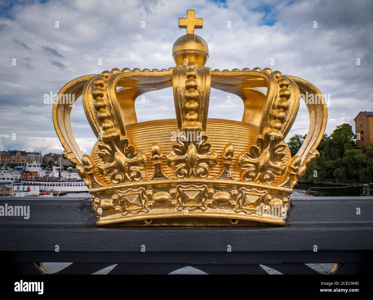Krone auf Skeppsholmsbron, Stockholm Stockfoto