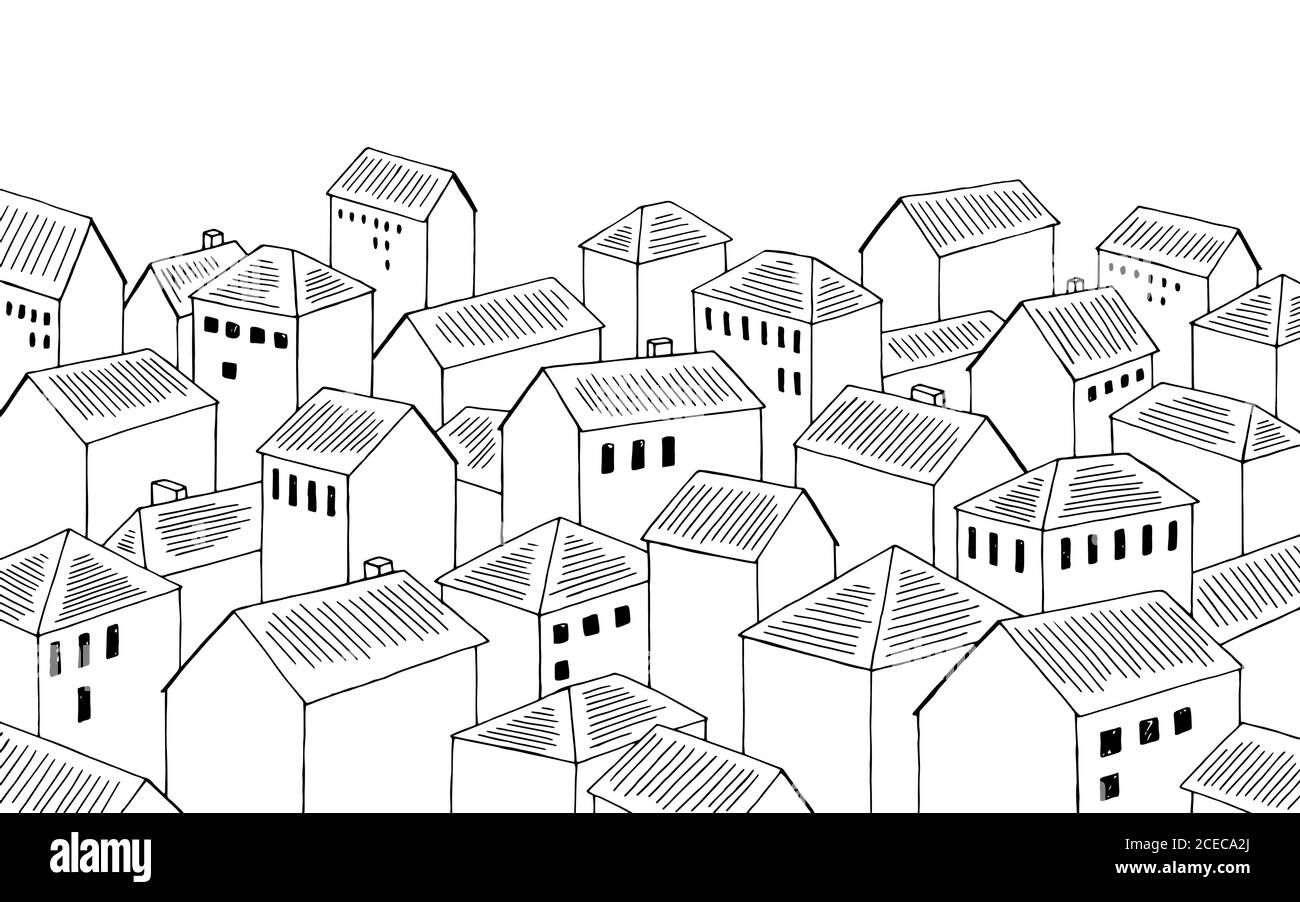 Stadtgrafik schwarz weiß Stadtbild Skyline Skizze Illustration Vektor Stock Vektor