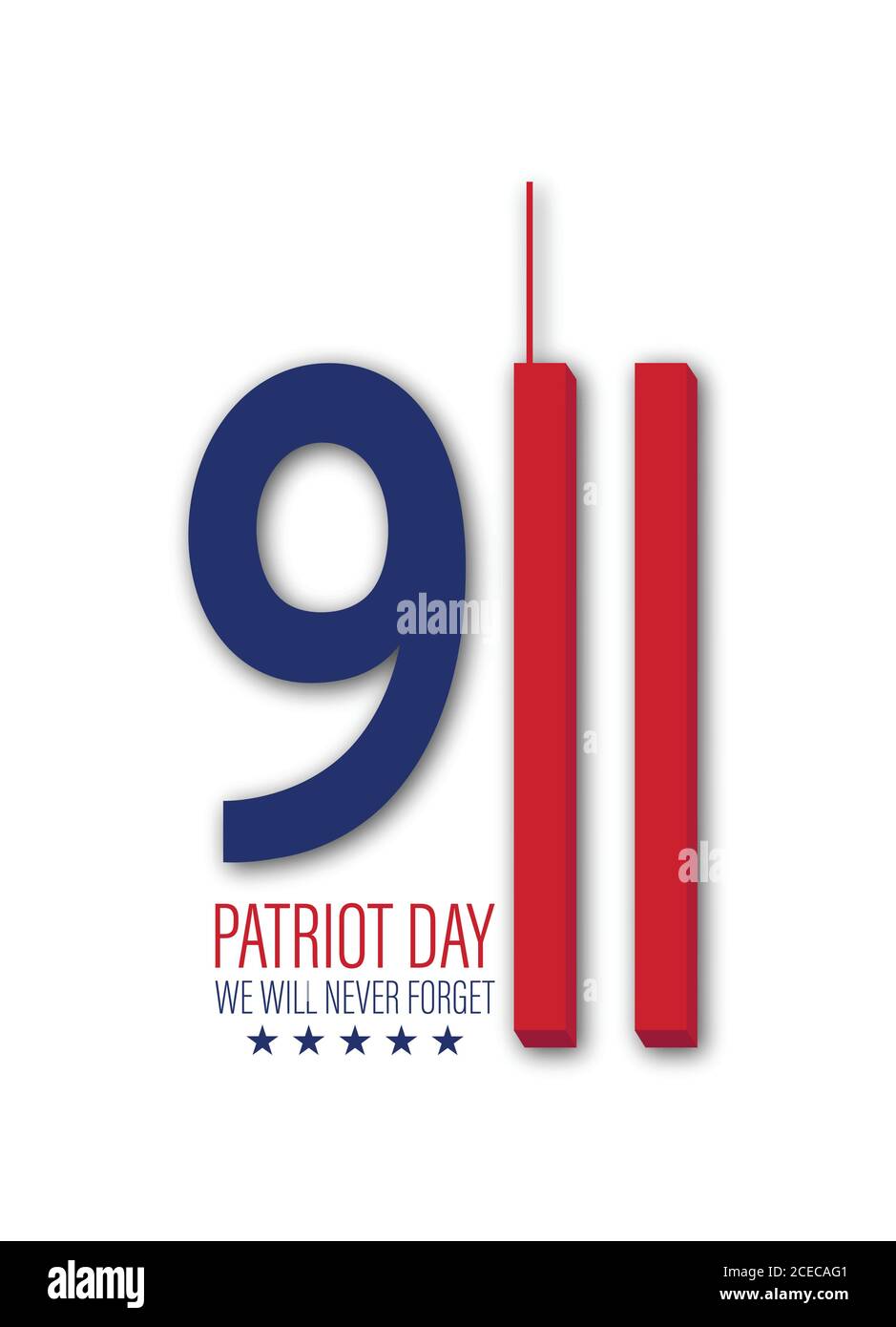 Vektor-Illustration des Patriot Day 911 Jubiläum. USA Patriot Day Banner. Wir werden es nie vergessen. Stock Vektor