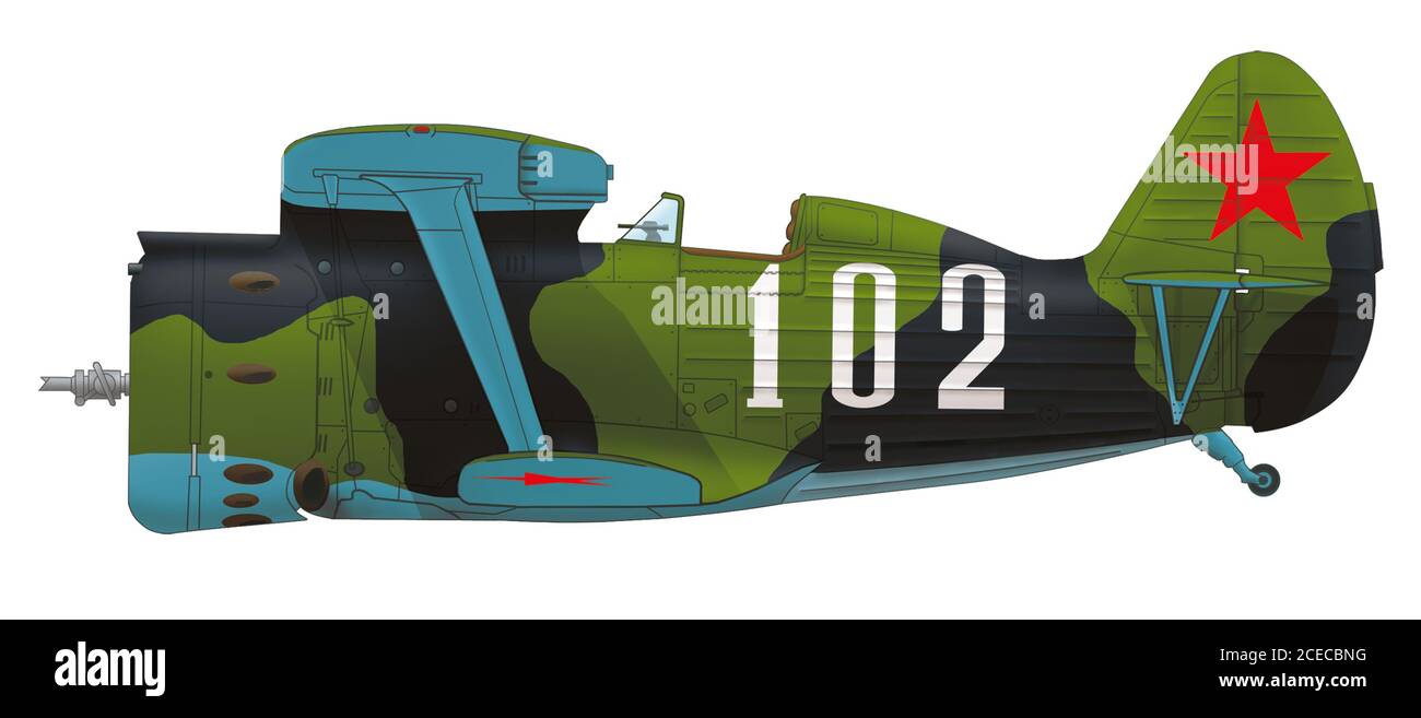 Polikarpov I-153 pilotiert von Major P. I. Biskup, Kommandant des 71. Jagdflugregiments der Seefahrt der Baltischen Flotte, Sommer 1942 Stockfoto