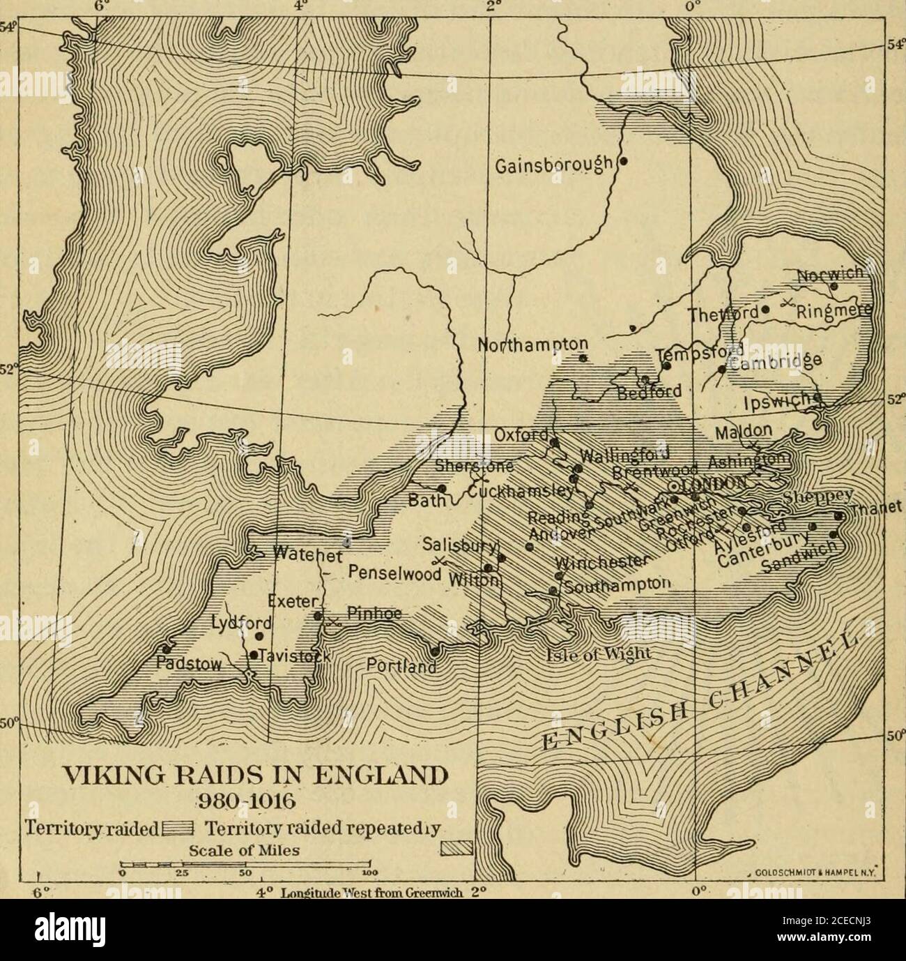 . Eine kurze Geschichte von England und dem Britischen Reich. Angelsächsische Waffen 42 DIE ALTE ENGLISCHE MONARCHIE kam er zum letzten Mal (1013), es war mit dem erklärenden Zweck der Eroberung des Königreiches Ethnes. Er segelte sein Flötenin den Humber und die hinauf. Von Trent nach Gainsborough, wo er sein Lager baute. Bald war seine Armee im schnellen marsch nach Süden. * Längengrad WestftomGrwrovich 2 in Wessex. Eine kurze Kampagne gab ihm die Kontrolle über das gesamte Königreich. Ethelred floh in die Normandie. Nach ein paar Monaten, Sweyn Forkbeard plötzlich starb, und die Engländer stieg in der Revolte. Ethelred kehrte zurück, und mit Hilfe des wikingers mich Stockfoto