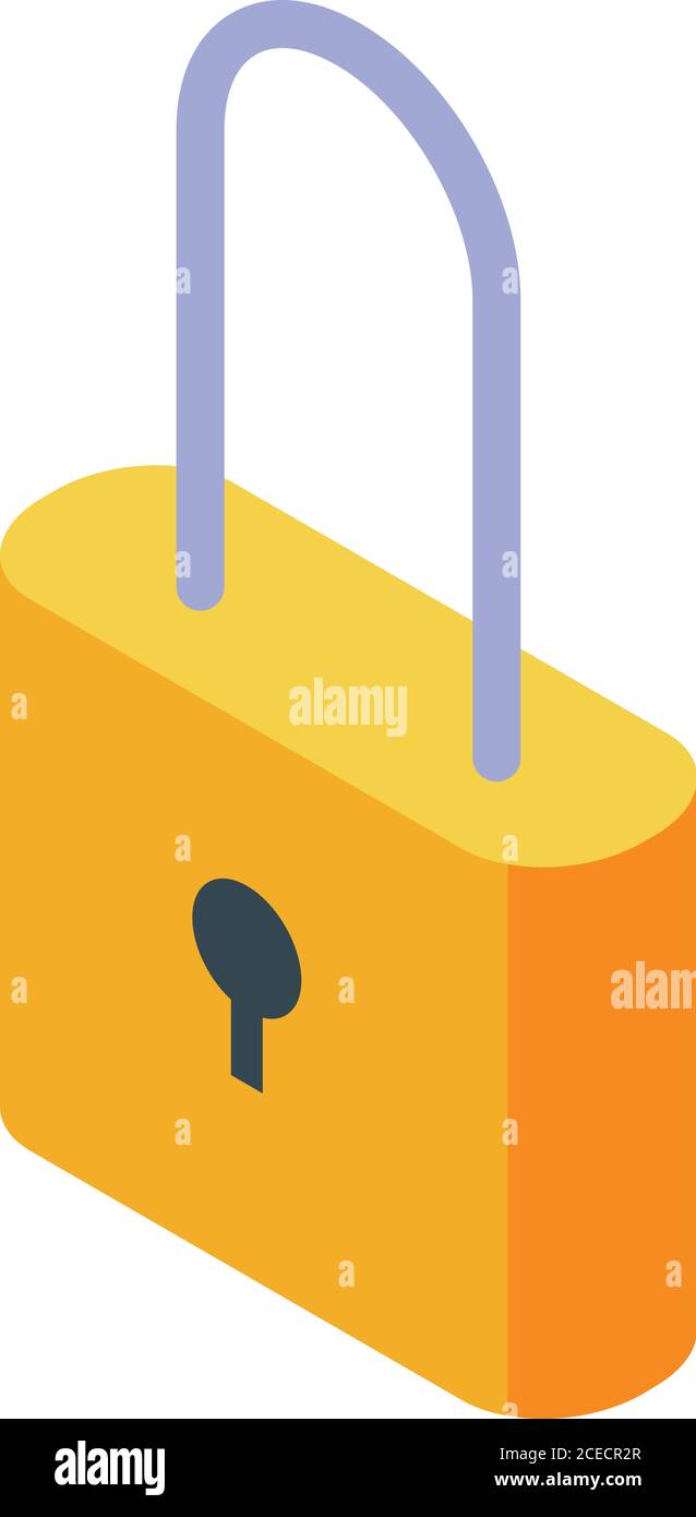 Digitales Entgiftungs-Vorhängeschloss-Symbol, isometrischer Stil Stock Vektor