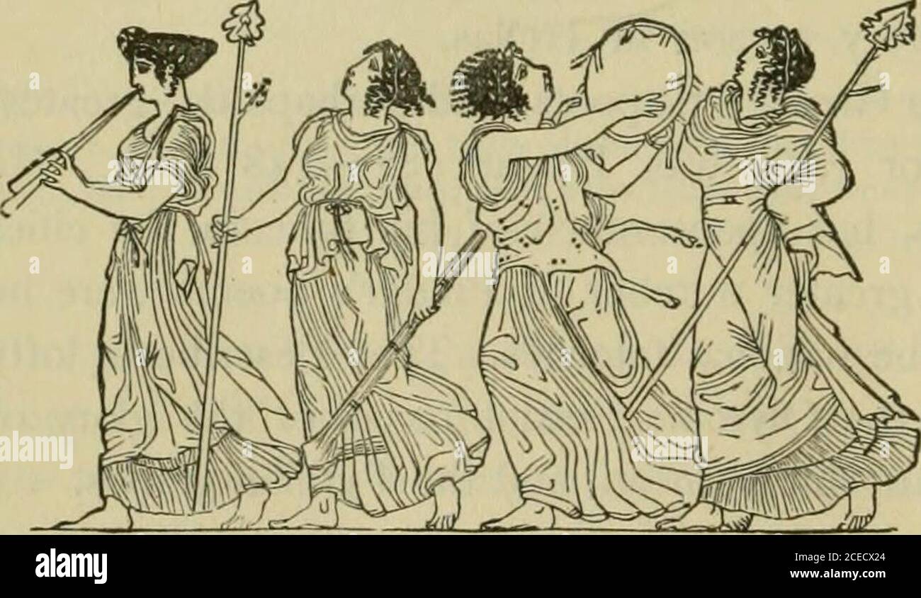 . Die östlichen Nationen und Griechenland. nius der Griechen. Das griechische Drama und die Dramatiker 340. Ursprung des griechischen Dramas. Das griechische Drama, in beiden Zweigen der Tragödie und der Komödie, wuchs aus den Liedern und Tänzen, die zu Ehren von Dionysos, dem gott des Weines, eingerichtet wurden. Tragödie (Ziegenlied, möglicherweise aus dem begleitendem Opfer einer Ziege) entsprang aus den Grabgesängen, undKomödie (Dorflied) aus den leichteren und farkeren.allmählich wurden Rezital und Dialog hinzugefügt, es gab zunächst nur einen Lautsprecher, dann zwei, und schließlich drei - die klassische Zahl.Thespis (ca. 534 v. Chr.) soll in haben Stockfoto