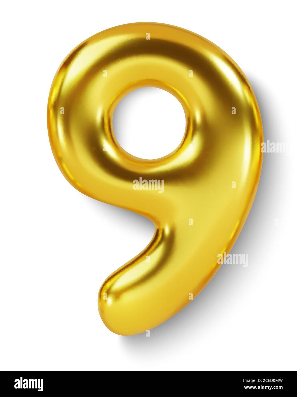 Golden Number Balloon 9 Neun. Vektor realistische 3d-Charakter Stock Vektor