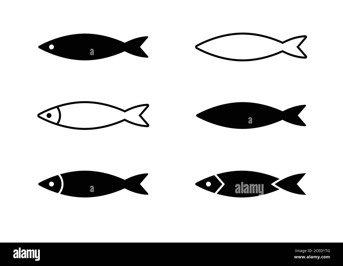 Fish Icon schwarze Silhouette. Symbol für das Fischereilogo. Stock Vektor