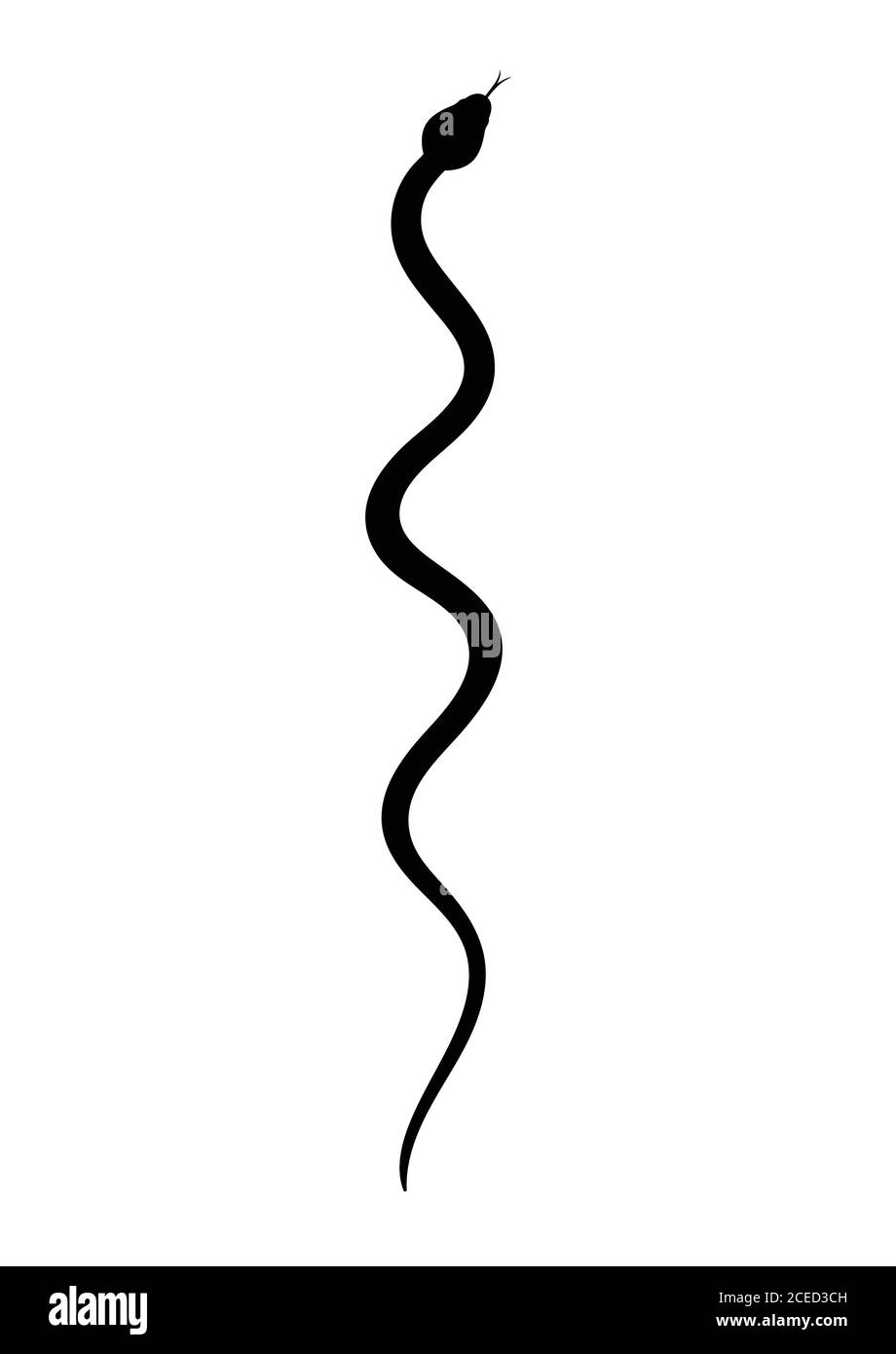 Schwarze Silhouette Schlange. Isolierte Symbol- oder Symbolschlange auf weißem Hintergrund. Abstrakte Zeichen Schlange. Vektorgrafik Stock Vektor